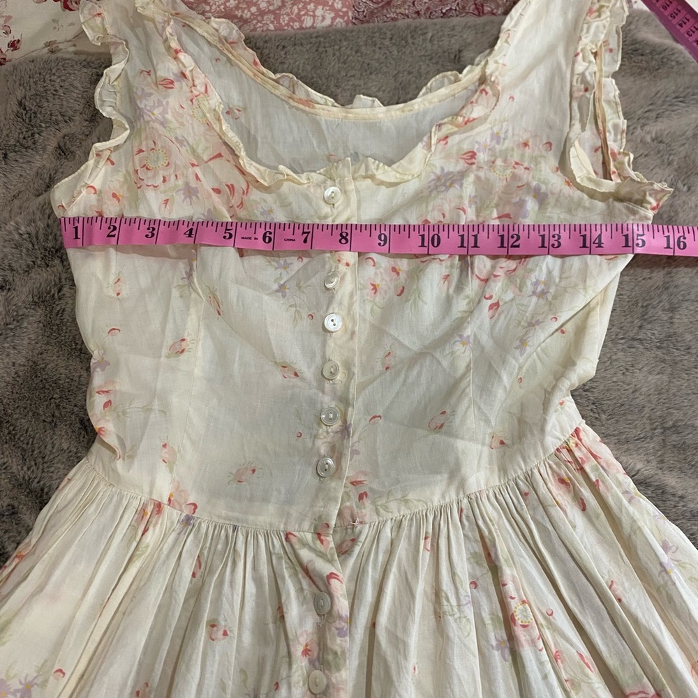 Vintage Pink and Cream Pleated Maxi Sundress - Picture 13 of 14